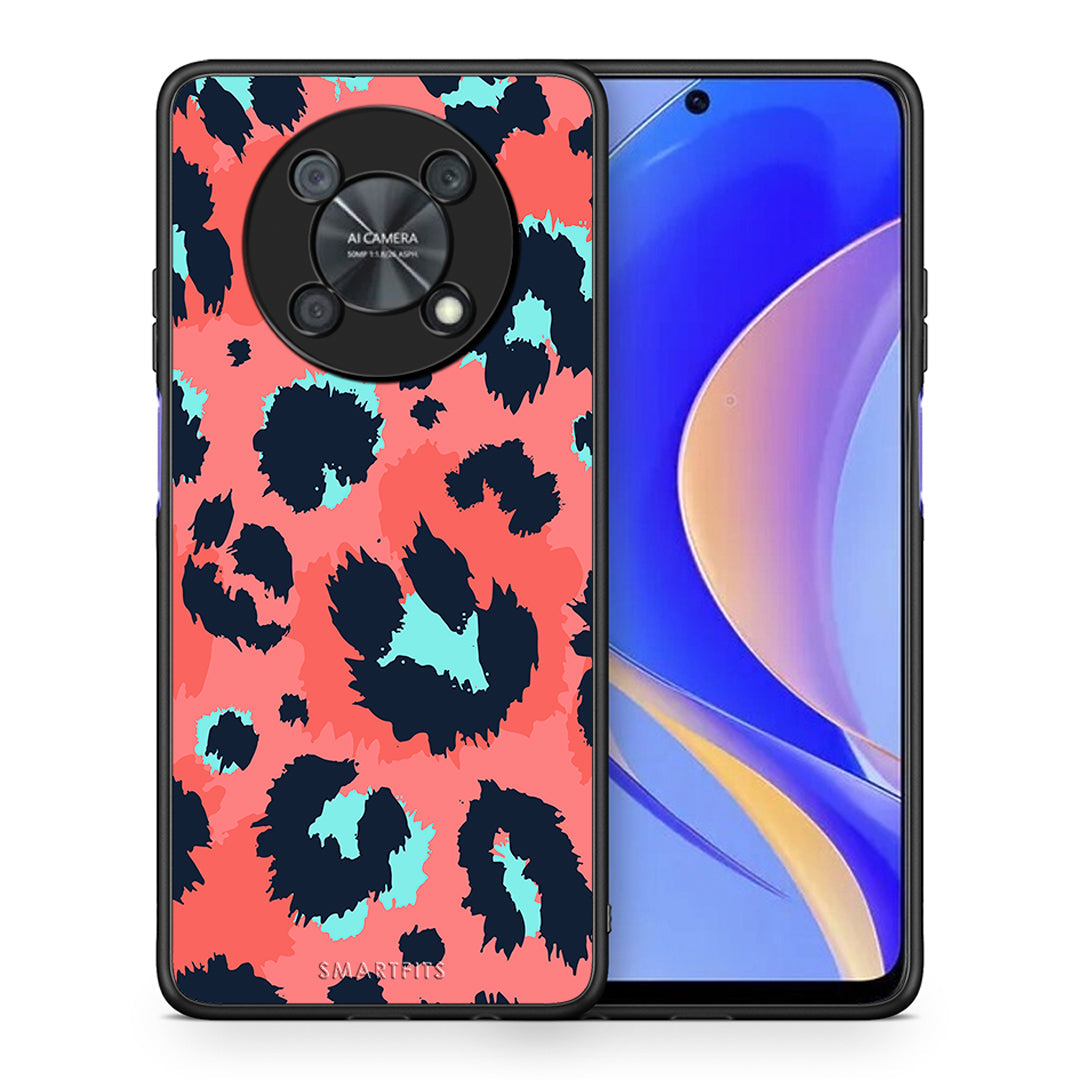 Θήκη Huawei Nova Y90 Pink Leopard Animal από τη Smartfits με σχέδιο στο πίσω μέρος και μαύρο περίβλημα | Huawei Nova Y90 Pink Leopard Animal case with colorful back and black bezels