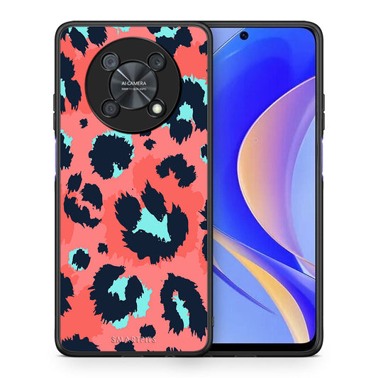 Θήκη Huawei Nova Y90 Pink Leopard Animal από τη Smartfits με σχέδιο στο πίσω μέρος και μαύρο περίβλημα | Huawei Nova Y90 Pink Leopard Animal case with colorful back and black bezels