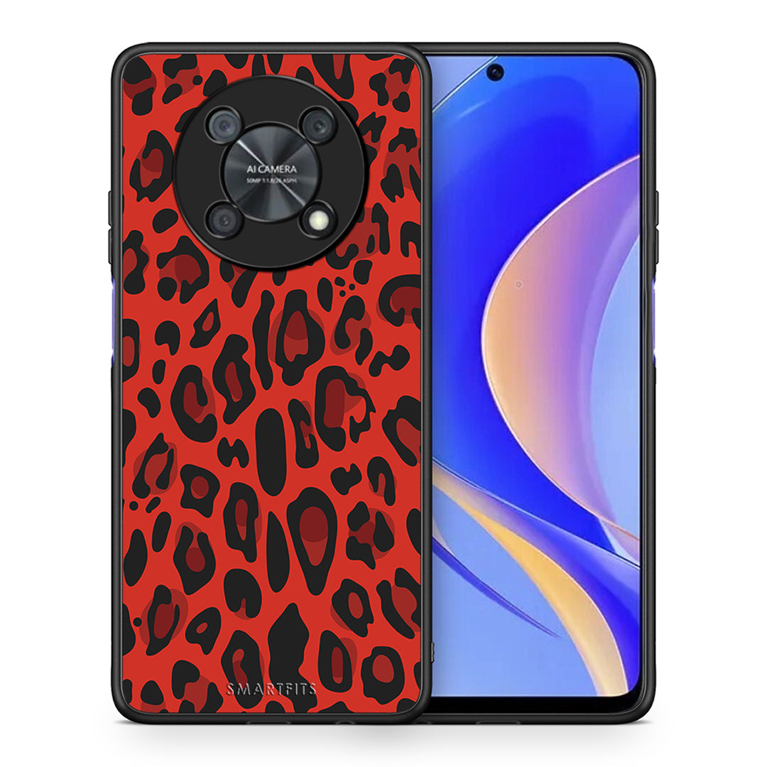 Θήκη Huawei Nova Y90 Red Leopard Animal από τη Smartfits με σχέδιο στο πίσω μέρος και μαύρο περίβλημα | Huawei Nova Y90 Red Leopard Animal case with colorful back and black bezels