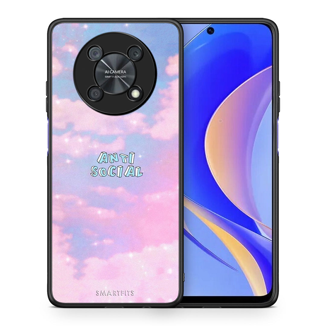 Θήκη Αγίου Βαλεντίνου Huawei Nova Y90 Anti Social από τη Smartfits με σχέδιο στο πίσω μέρος και μαύρο περίβλημα | Huawei Nova Y90 Anti Social case with colorful back and black bezels