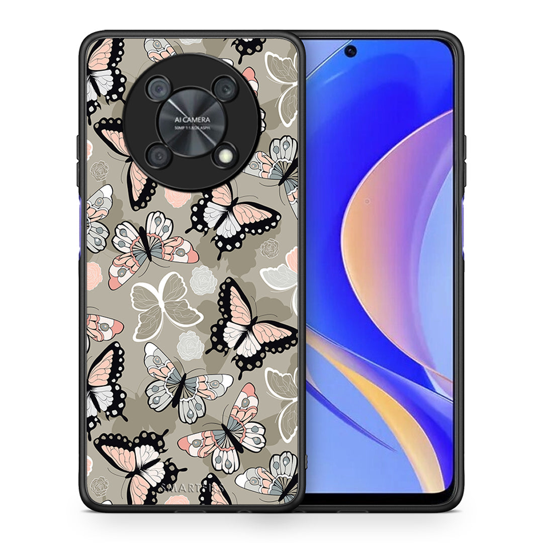 Θήκη Huawei Nova Y90 Butterflies Boho από τη Smartfits με σχέδιο στο πίσω μέρος και μαύρο περίβλημα | Huawei Nova Y90 Butterflies Boho case with colorful back and black bezels