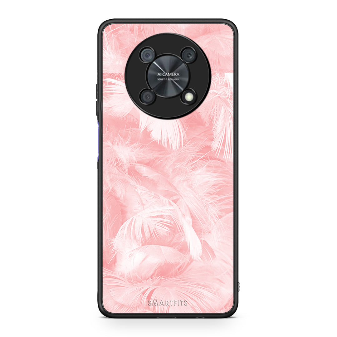 33 - Huawei Nova Y90 Pink Feather Boho case, cover, bumper