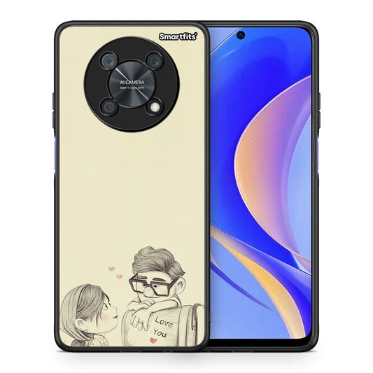 Θήκη Huawei Nova Y90 Carl And Ellie από τη Smartfits με σχέδιο στο πίσω μέρος και μαύρο περίβλημα | Huawei Nova Y90 Carl And Ellie case with colorful back and black bezels
