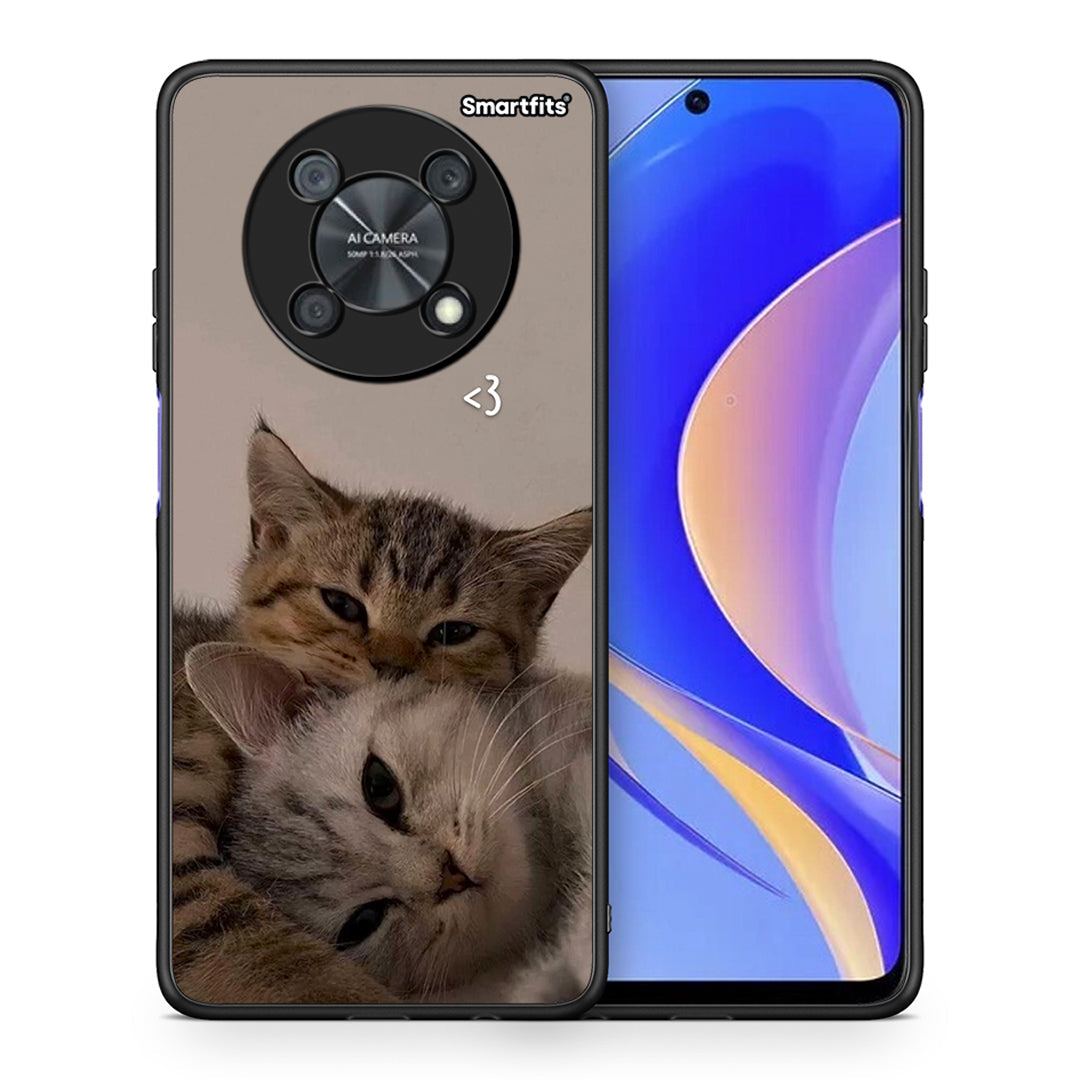 Θήκη Huawei Nova Y90 Cats In Love από τη Smartfits με σχέδιο στο πίσω μέρος και μαύρο περίβλημα | Huawei Nova Y90 Cats In Love case with colorful back and black bezels