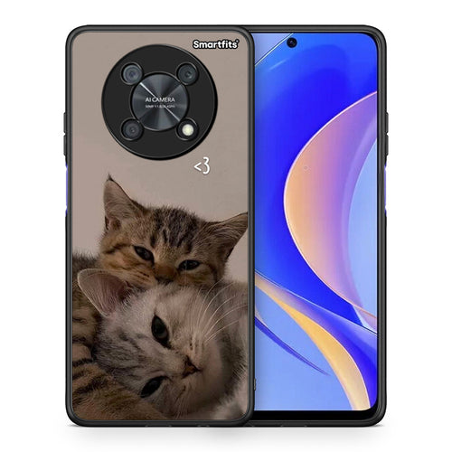 Θήκη Huawei Nova Y90 Cats In Love από τη Smartfits με σχέδιο στο πίσω μέρος και μαύρο περίβλημα | Huawei Nova Y90 Cats In Love case with colorful back and black bezels