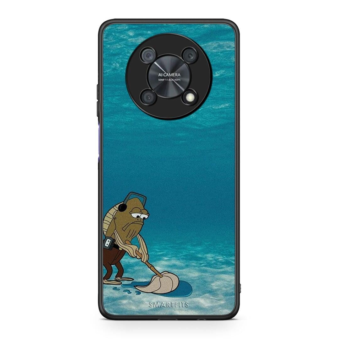 Huawei Nova Y90 Clean The Ocean Θήκη από τη Smartfits με σχέδιο στο πίσω μέρος και μαύρο περίβλημα | Smartphone case with colorful back and black bezels by Smartfits