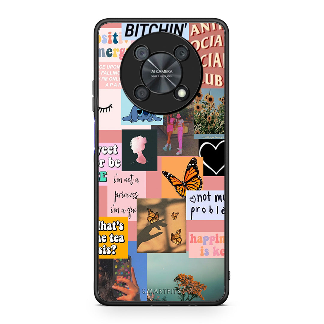 Huawei Nova Y90 Collage Bitchin Θήκη Αγίου Βαλεντίνου από τη Smartfits με σχέδιο στο πίσω μέρος και μαύρο περίβλημα | Smartphone case with colorful back and black bezels by Smartfits