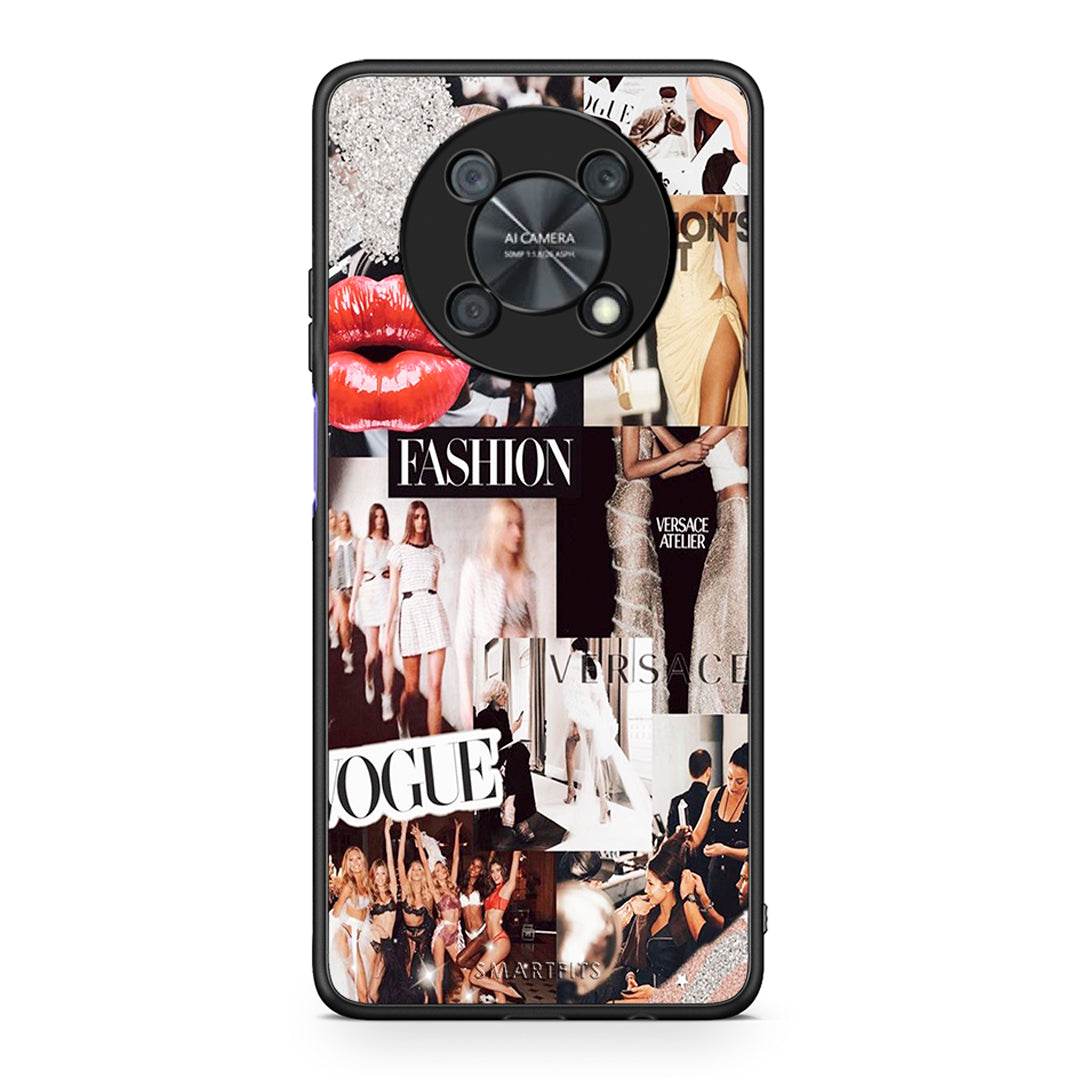 Huawei Nova Y90 Collage Fashion Θήκη Αγίου Βαλεντίνου από τη Smartfits με σχέδιο στο πίσω μέρος και μαύρο περίβλημα | Smartphone case with colorful back and black bezels by Smartfits