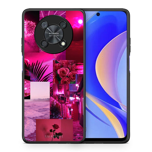 Θήκη Αγίου Βαλεντίνου Huawei Nova Y90 Collage Red Roses από τη Smartfits με σχέδιο στο πίσω μέρος και μαύρο περίβλημα | Huawei Nova Y90 Collage Red Roses case with colorful back and black bezels