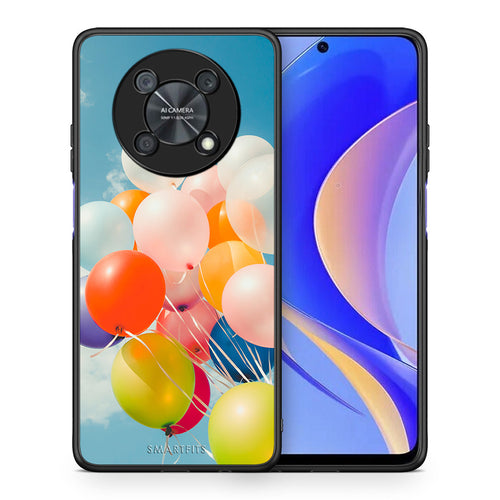 Θήκη Huawei Nova Y90 Colorful Balloons από τη Smartfits με σχέδιο στο πίσω μέρος και μαύρο περίβλημα | Huawei Nova Y90 Colorful Balloons case with colorful back and black bezels