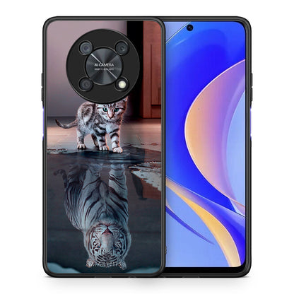 Θήκη Huawei Nova Y90 Tiger Cute από τη Smartfits με σχέδιο στο πίσω μέρος και μαύρο περίβλημα | Huawei Nova Y90 Tiger Cute case with colorful back and black bezels