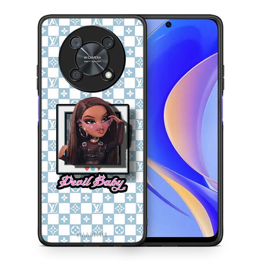 Θήκη Αγίου Βαλεντίνου Huawei Nova Y90 Devil Baby από τη Smartfits με σχέδιο στο πίσω μέρος και μαύρο περίβλημα | Huawei Nova Y90 Devil Baby case with colorful back and black bezels
