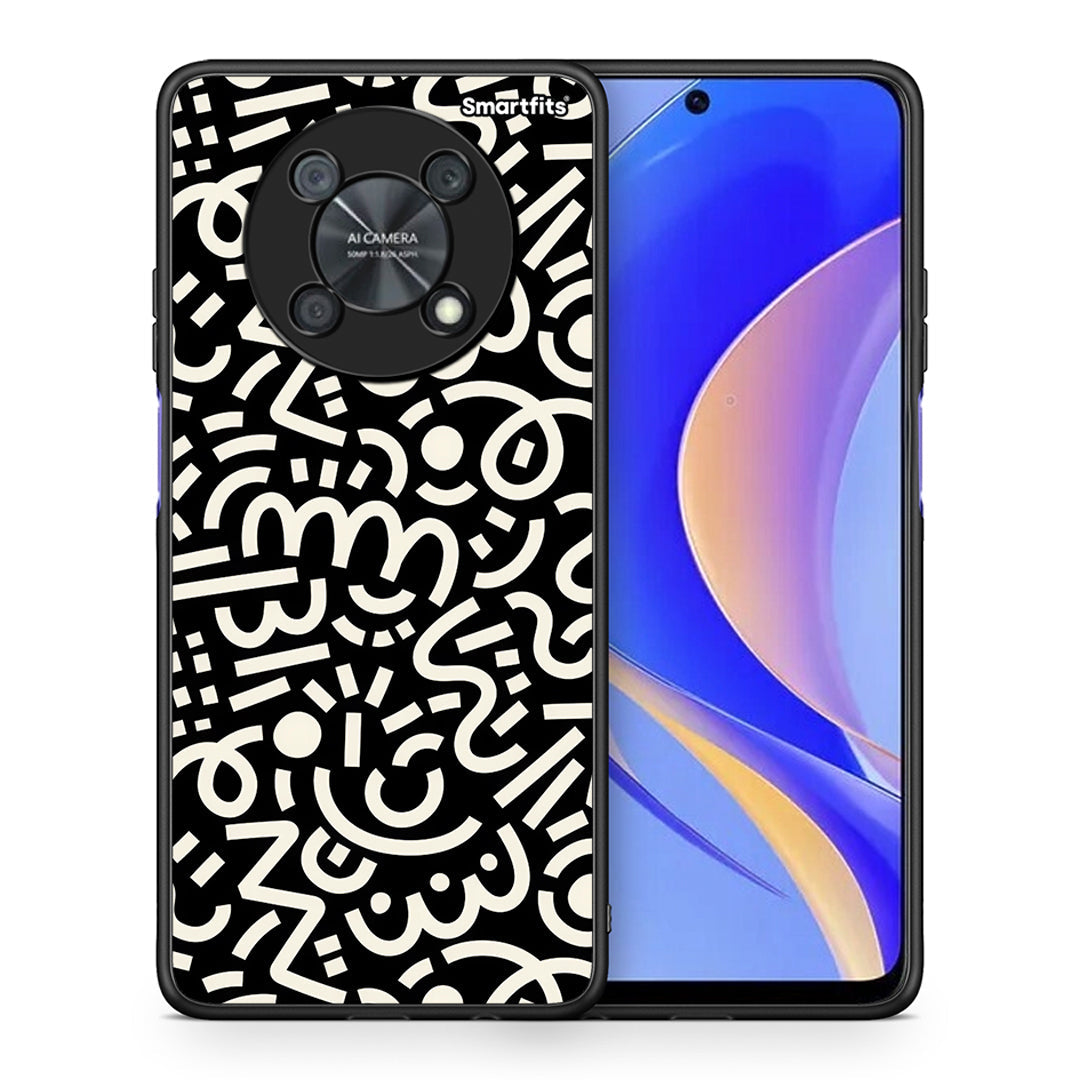 Θήκη Huawei Nova Y90 Doodle Art από τη Smartfits με σχέδιο στο πίσω μέρος και μαύρο περίβλημα | Huawei Nova Y90 Doodle Art case with colorful back and black bezels