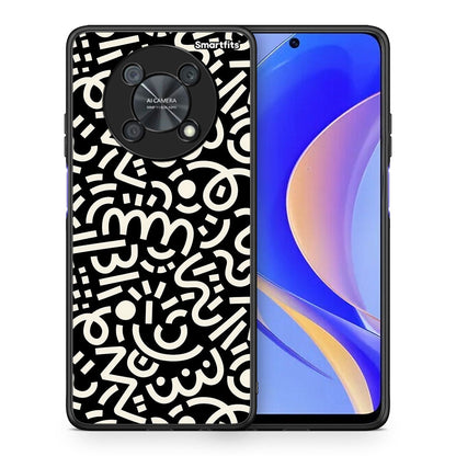 Θήκη Huawei Nova Y90 Doodle Art από τη Smartfits με σχέδιο στο πίσω μέρος και μαύρο περίβλημα | Huawei Nova Y90 Doodle Art case with colorful back and black bezels