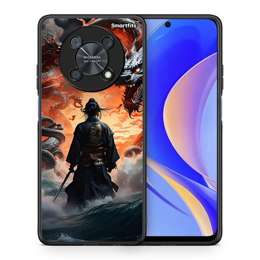 Θήκη Huawei Nova Y90 Dragons Fight από τη Smartfits με σχέδιο στο πίσω μέρος και μαύρο περίβλημα | Huawei Nova Y90 Dragons Fight case with colorful back and black bezels