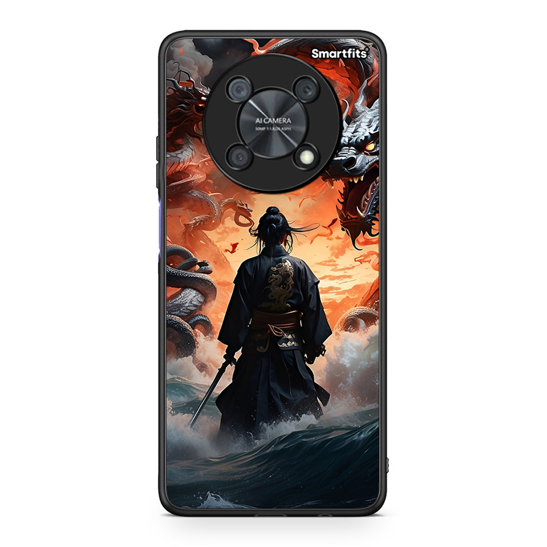 Huawei Nova Y90 Dragons Fight θήκη από τη Smartfits με σχέδιο στο πίσω μέρος και μαύρο περίβλημα | Smartphone case with colorful back and black bezels by Smartfits