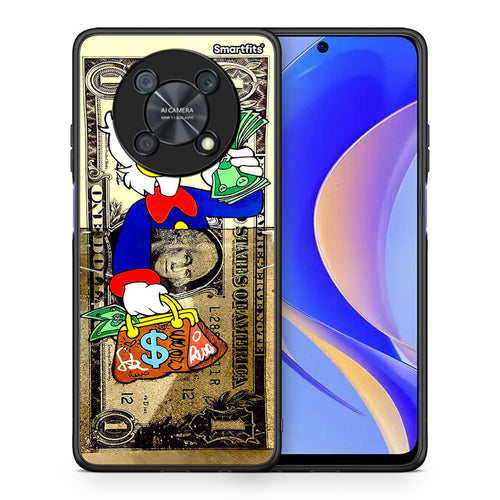 Θήκη Huawei Nova Y90 Duck Money από τη Smartfits με σχέδιο στο πίσω μέρος και μαύρο περίβλημα | Huawei Nova Y90 Duck Money case with colorful back and black bezels