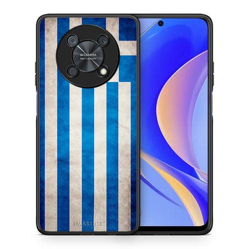 Θήκη Huawei Nova Y90 Greek Flag από τη Smartfits με σχέδιο στο πίσω μέρος και μαύρο περίβλημα | Huawei Nova Y90 Greek Flag case with colorful back and black bezels