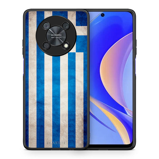 Θήκη Huawei Nova Y90 Greek Flag από τη Smartfits με σχέδιο στο πίσω μέρος και μαύρο περίβλημα | Huawei Nova Y90 Greek Flag case with colorful back and black bezels