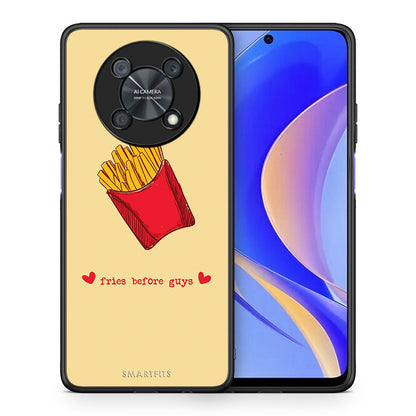 Θήκη Αγίου Βαλεντίνου Huawei Nova Y90 Fries Before Guys από τη Smartfits με σχέδιο στο πίσω μέρος και μαύρο περίβλημα | Huawei Nova Y90 Fries Before Guys case with colorful back and black bezels