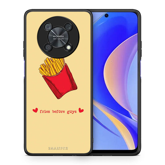 Θήκη Αγίου Βαλεντίνου Huawei Nova Y90 Fries Before Guys από τη Smartfits με σχέδιο στο πίσω μέρος και μαύρο περίβλημα | Huawei Nova Y90 Fries Before Guys case with colorful back and black bezels