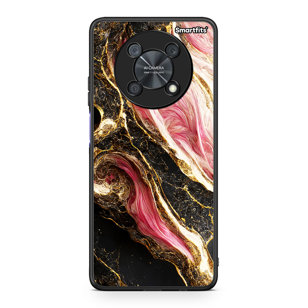 Huawei Nova Y90 Glamorous Pink Marble θήκη από τη Smartfits με σχέδιο στο πίσω μέρος και μαύρο περίβλημα | Smartphone case with colorful back and black bezels by Smartfits
