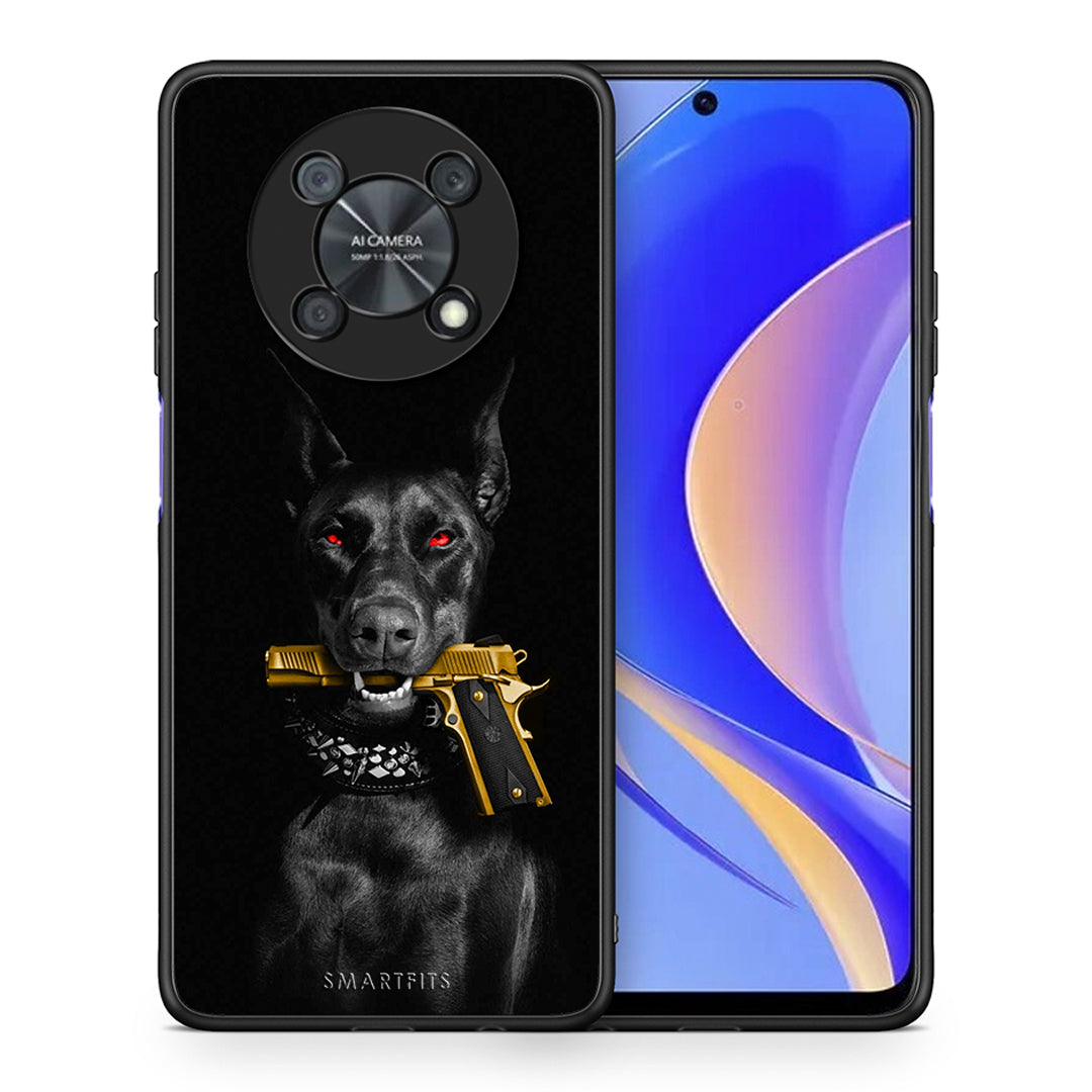 Θήκη Αγίου Βαλεντίνου Huawei Nova Y90 Golden Gun από τη Smartfits με σχέδιο στο πίσω μέρος και μαύρο περίβλημα | Huawei Nova Y90 Golden Gun case with colorful back and black bezels