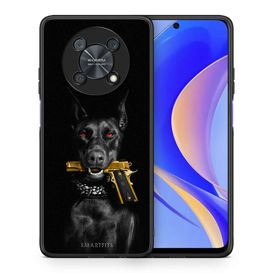Θήκη Αγίου Βαλεντίνου Huawei Nova Y90 Golden Gun από τη Smartfits με σχέδιο στο πίσω μέρος και μαύρο περίβλημα | Huawei Nova Y90 Golden Gun case with colorful back and black bezels