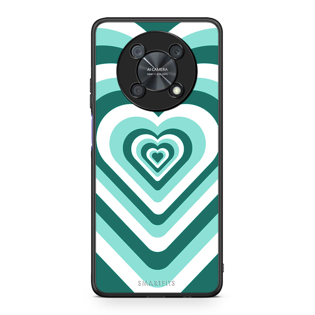 Huawei Nova Y90 Green Hearts θήκη από τη Smartfits με σχέδιο στο πίσω μέρος και μαύρο περίβλημα | Smartphone case with colorful back and black bezels by Smartfits