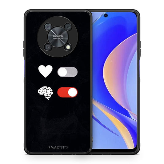 Θήκη Αγίου Βαλεντίνου Huawei Nova Y90 Heart Vs Brain από τη Smartfits με σχέδιο στο πίσω μέρος και μαύρο περίβλημα | Huawei Nova Y90 Heart Vs Brain case with colorful back and black bezels