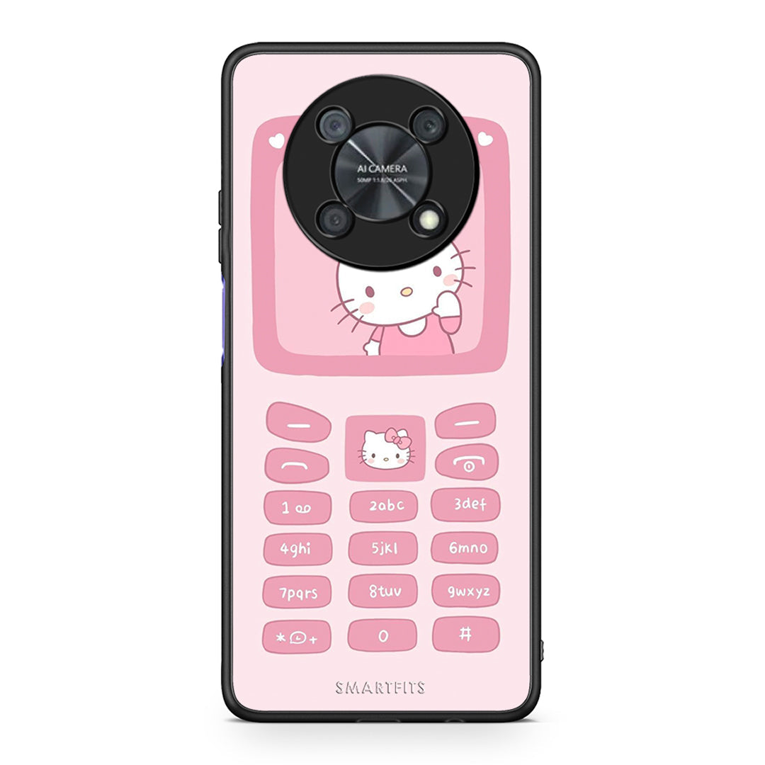 Huawei Nova Y90 Hello Kitten Θήκη Αγίου Βαλεντίνου από τη Smartfits με σχέδιο στο πίσω μέρος και μαύρο περίβλημα | Smartphone case with colorful back and black bezels by Smartfits