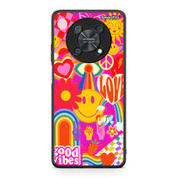 Thumbnail for Huawei Nova Y90 Hippie Love θήκη από τη Smartfits με σχέδιο στο πίσω μέρος και μαύρο περίβλημα | Smartphone case with colorful back and black bezels by Smartfits