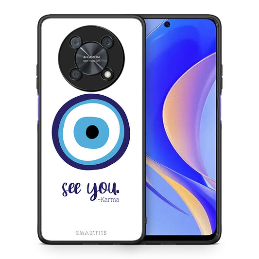Θήκη Huawei Nova Y90 Karma Says από τη Smartfits με σχέδιο στο πίσω μέρος και μαύρο περίβλημα | Huawei Nova Y90 Karma Says case with colorful back and black bezels
