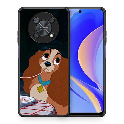 Θήκη Αγίου Βαλεντίνου Huawei Nova Y90 Lady And Tramp 2 από τη Smartfits με σχέδιο στο πίσω μέρος και μαύρο περίβλημα | Huawei Nova Y90 Lady And Tramp 2 case with colorful back and black bezels