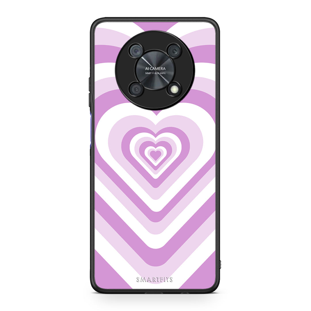 Huawei Nova Y90 Lilac Hearts θήκη από τη Smartfits με σχέδιο στο πίσω μέρος και μαύρο περίβλημα | Smartphone case with colorful back and black bezels by Smartfits