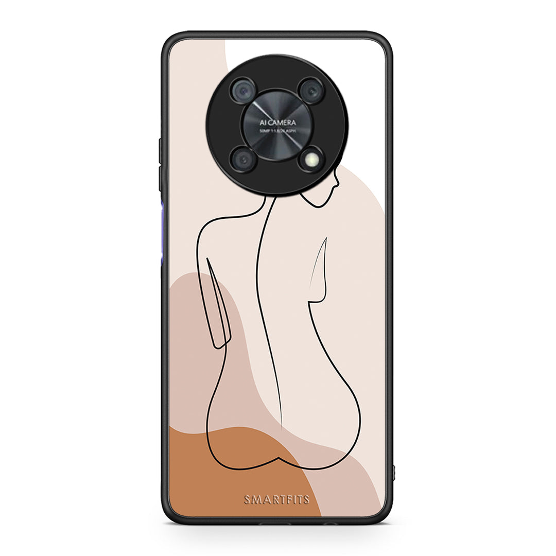 Huawei Nova Y90 LineArt Woman θήκη από τη Smartfits με σχέδιο στο πίσω μέρος και μαύρο περίβλημα | Smartphone case with colorful back and black bezels by Smartfits