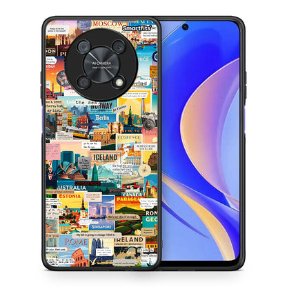 Θήκη Huawei Nova Y90 Live To Travel από τη Smartfits με σχέδιο στο πίσω μέρος και μαύρο περίβλημα | Huawei Nova Y90 Live To Travel case with colorful back and black bezels