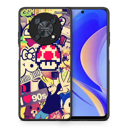 Θήκη Huawei Nova Y90 Love The 90s από τη Smartfits με σχέδιο στο πίσω μέρος και μαύρο περίβλημα | Huawei Nova Y90 Love The 90s case with colorful back and black bezels