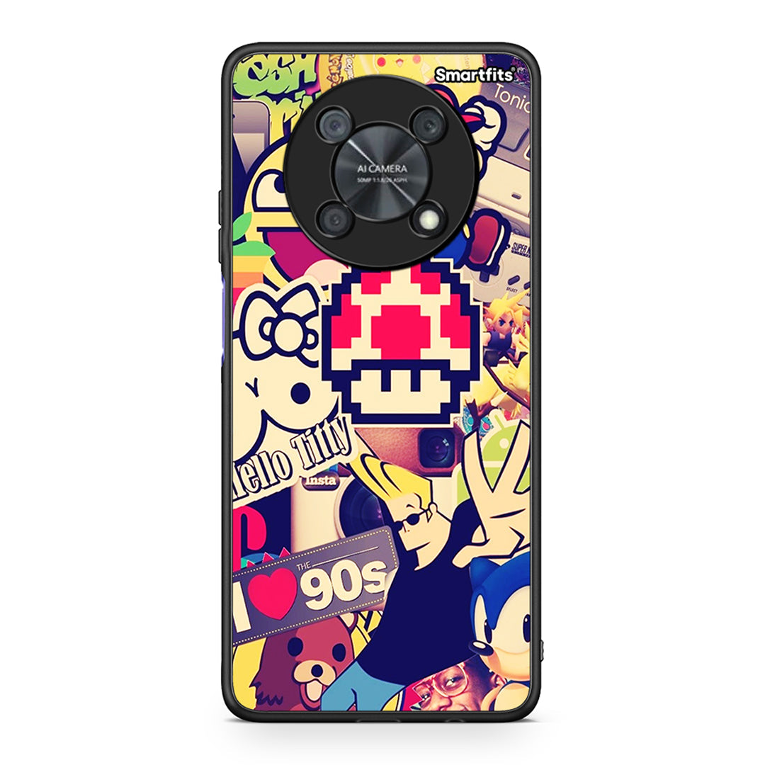 Huawei Nova Y90 Love The 90s θήκη από τη Smartfits με σχέδιο στο πίσω μέρος και μαύρο περίβλημα | Smartphone case with colorful back and black bezels by Smartfits