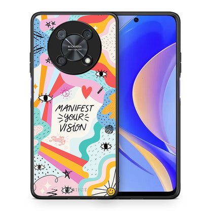 Θήκη Huawei Nova Y90 Manifest Your Vision από τη Smartfits με σχέδιο στο πίσω μέρος και μαύρο περίβλημα | Huawei Nova Y90 Manifest Your Vision case with colorful back and black bezels
