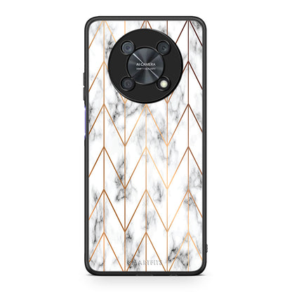 44 - Huawei Nova Y90 Gold Geometric Marble case, cover, bumper