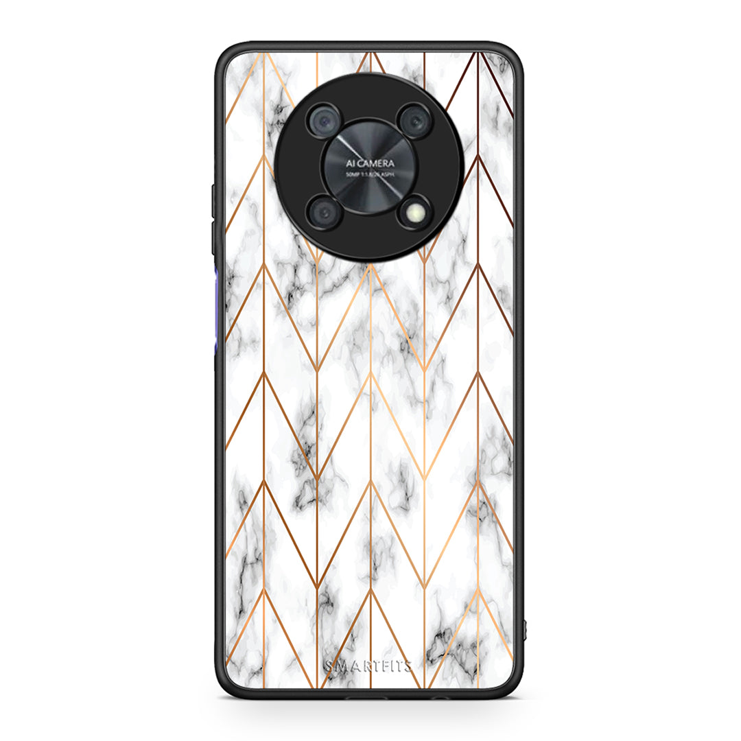 44 - Huawei Nova Y90 Gold Geometric Marble case, cover, bumper