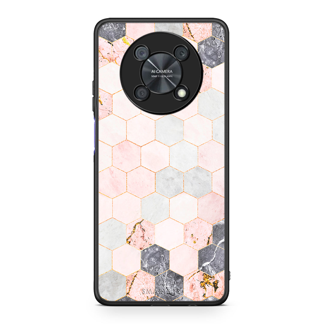 4 - Huawei Nova Y90 Hexagon Pink Marble case, cover, bumper