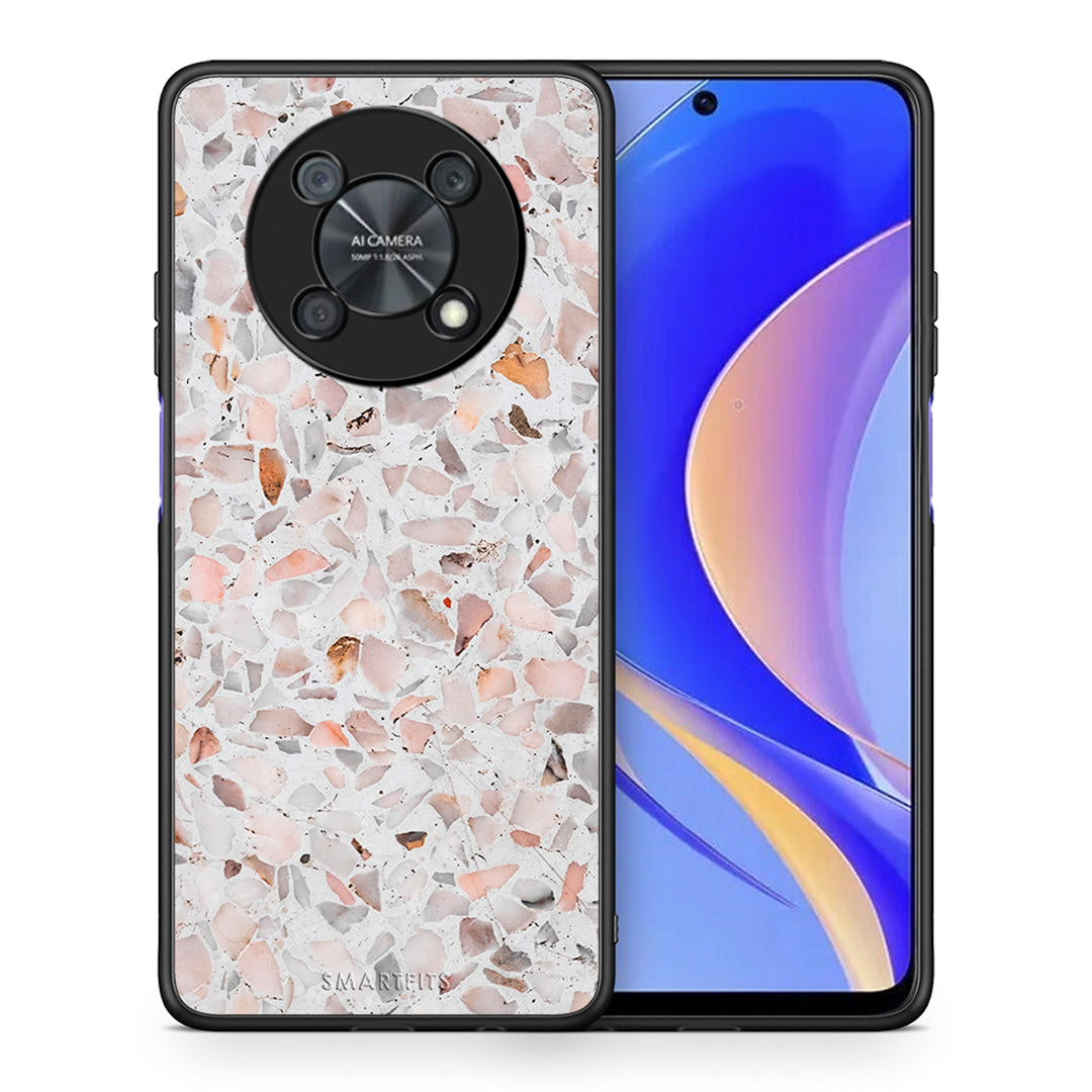 Θήκη Huawei Nova Y90 Marble Terrazzo από τη Smartfits με σχέδιο στο πίσω μέρος και μαύρο περίβλημα | Huawei Nova Y90 Marble Terrazzo case with colorful back and black bezels