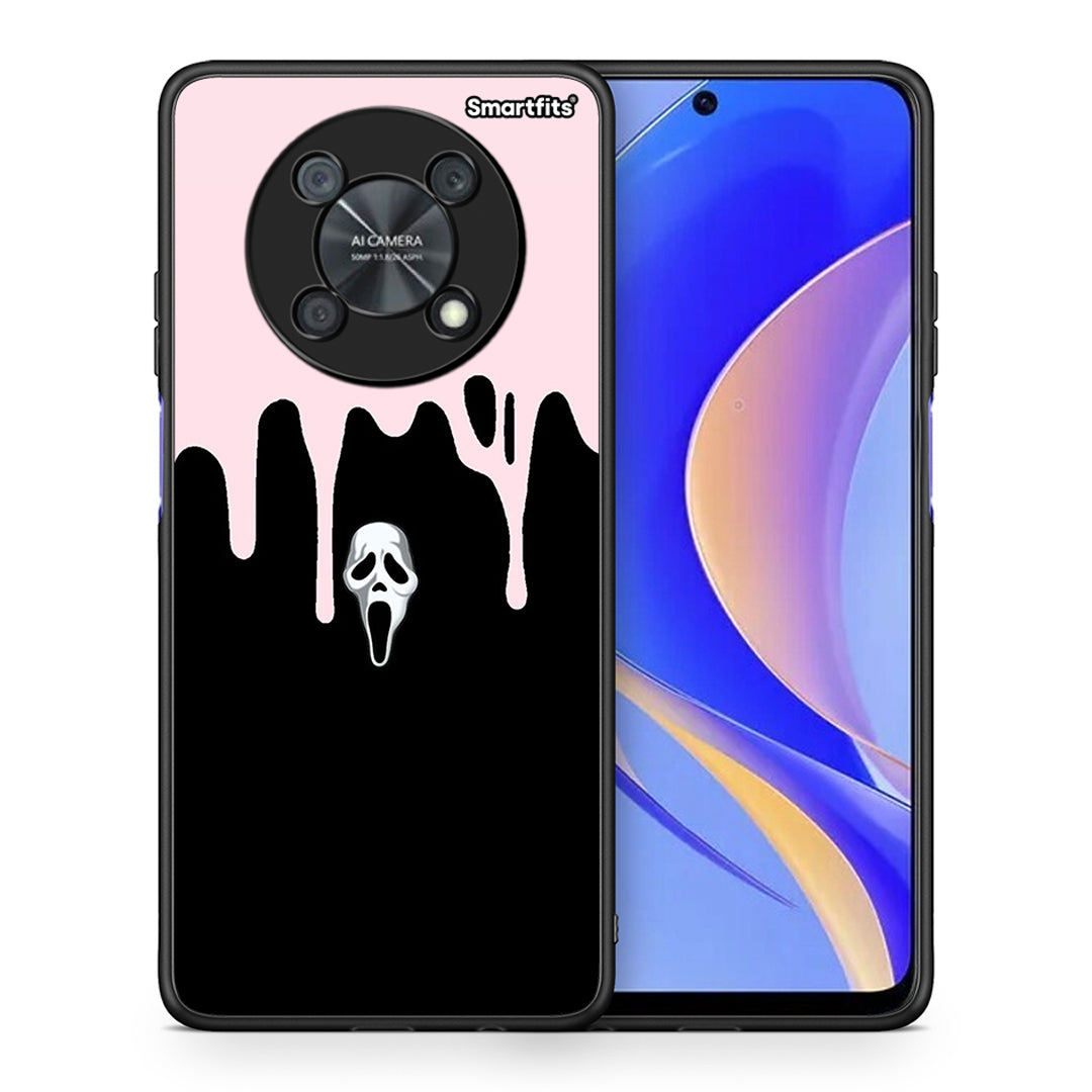 Θήκη Huawei Nova Y90 Melting Halloween Mask από τη Smartfits με σχέδιο στο πίσω μέρος και μαύρο περίβλημα | Huawei Nova Y90 Melting Halloween Mask case with colorful back and black bezels