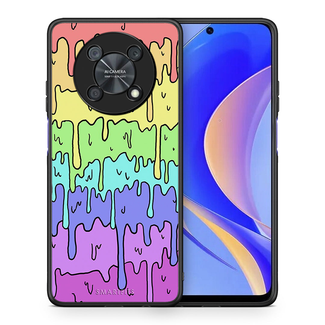 Θήκη Huawei Nova Y90 Melting Rainbow από τη Smartfits με σχέδιο στο πίσω μέρος και μαύρο περίβλημα | Huawei Nova Y90 Melting Rainbow case with colorful back and black bezels