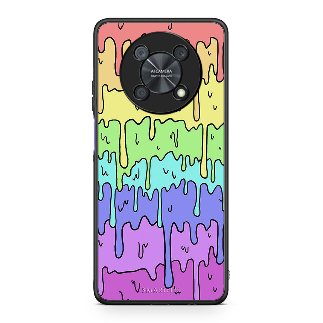 Huawei Nova Y90 Melting Rainbow θήκη από τη Smartfits με σχέδιο στο πίσω μέρος και μαύρο περίβλημα | Smartphone case with colorful back and black bezels by Smartfits