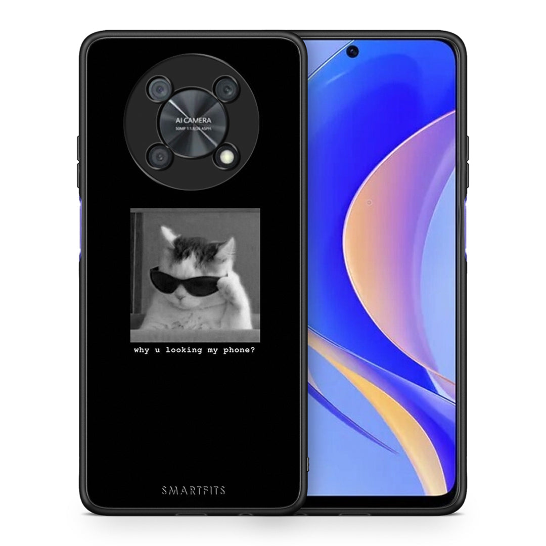Θήκη Huawei Nova Y90 Meme Cat από τη Smartfits με σχέδιο στο πίσω μέρος και μαύρο περίβλημα | Huawei Nova Y90 Meme Cat case with colorful back and black bezels