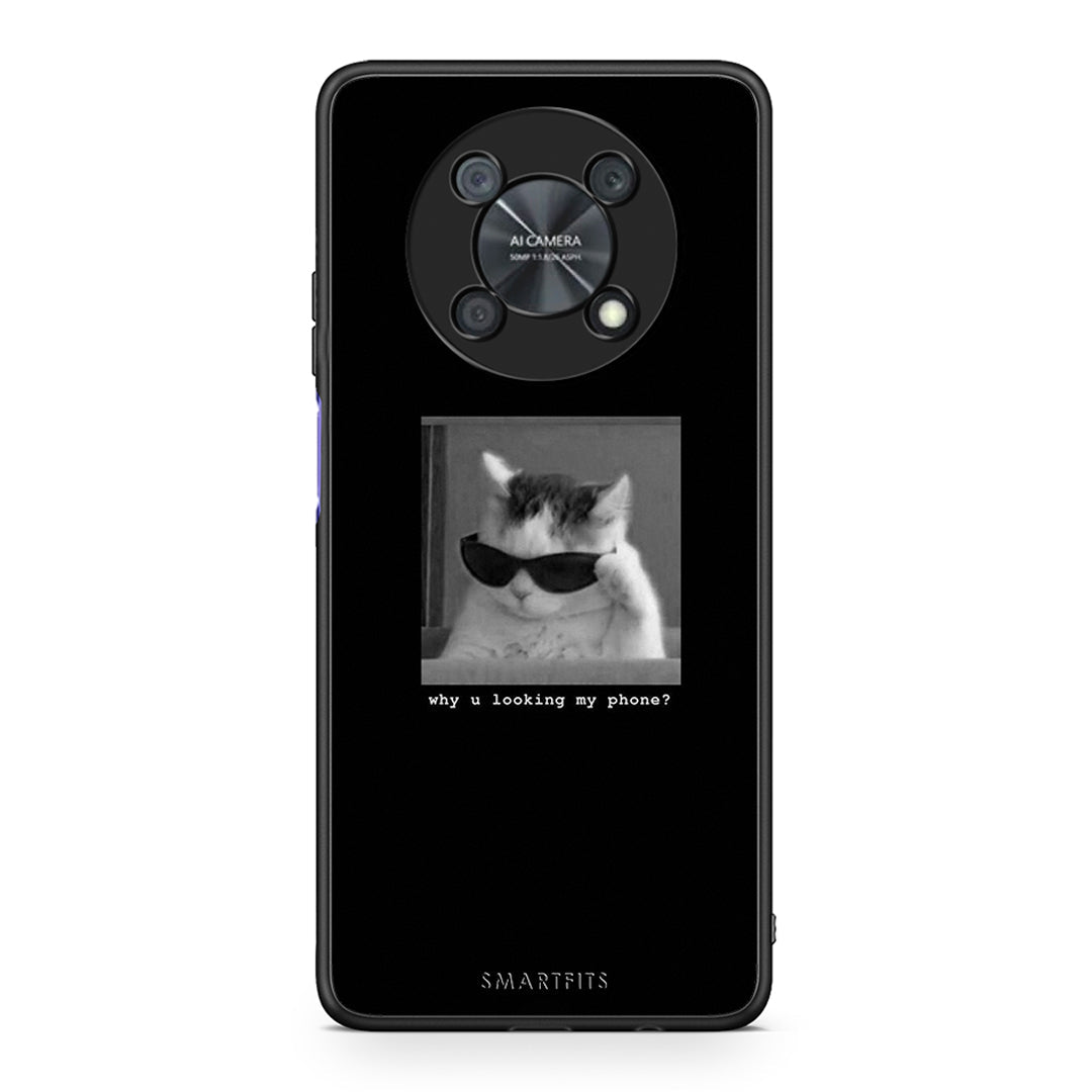 Huawei Nova Y90 Meme Cat θήκη από τη Smartfits με σχέδιο στο πίσω μέρος και μαύρο περίβλημα | Smartphone case with colorful back and black bezels by Smartfits
