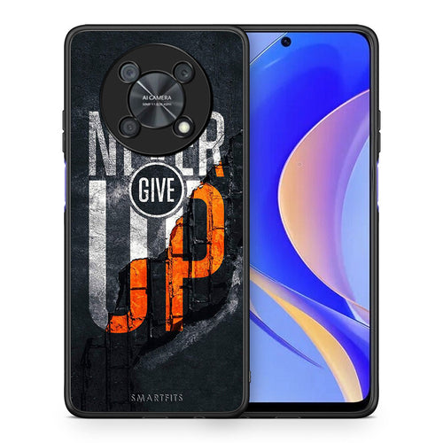 Θήκη Αγίου Βαλεντίνου Huawei Nova Y90 Never Give Up από τη Smartfits με σχέδιο στο πίσω μέρος και μαύρο περίβλημα | Huawei Nova Y90 Never Give Up case with colorful back and black bezels